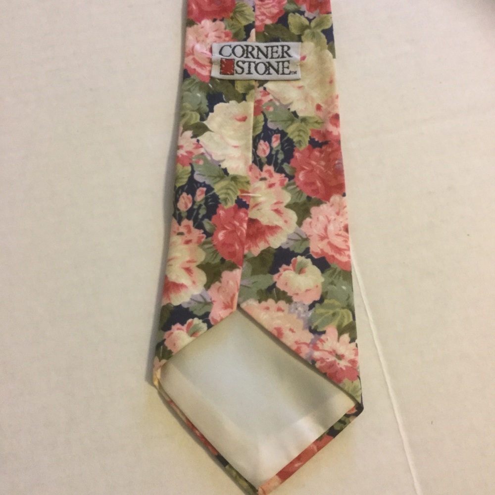 NECKTIE FLORAL PRINT / Navy background - Picture 3 of 4